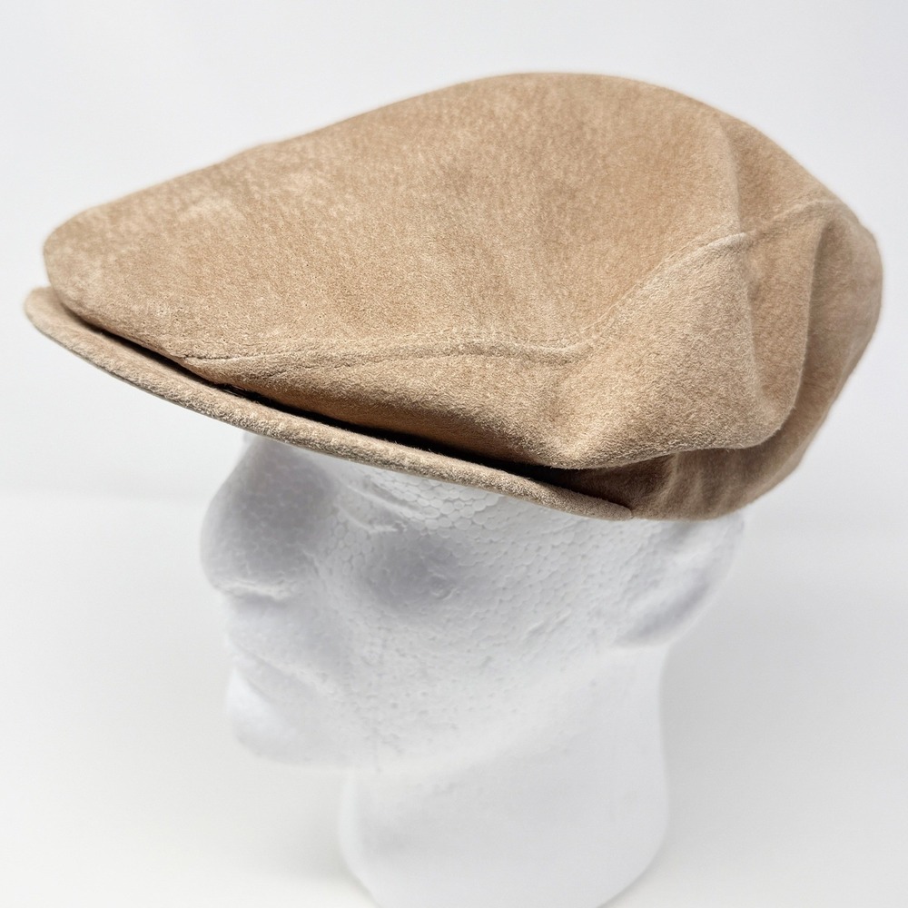 Country Gentleman Mens Tan Suede Flat Cap Ivy‎ Newsboy Driving Hat Size XL